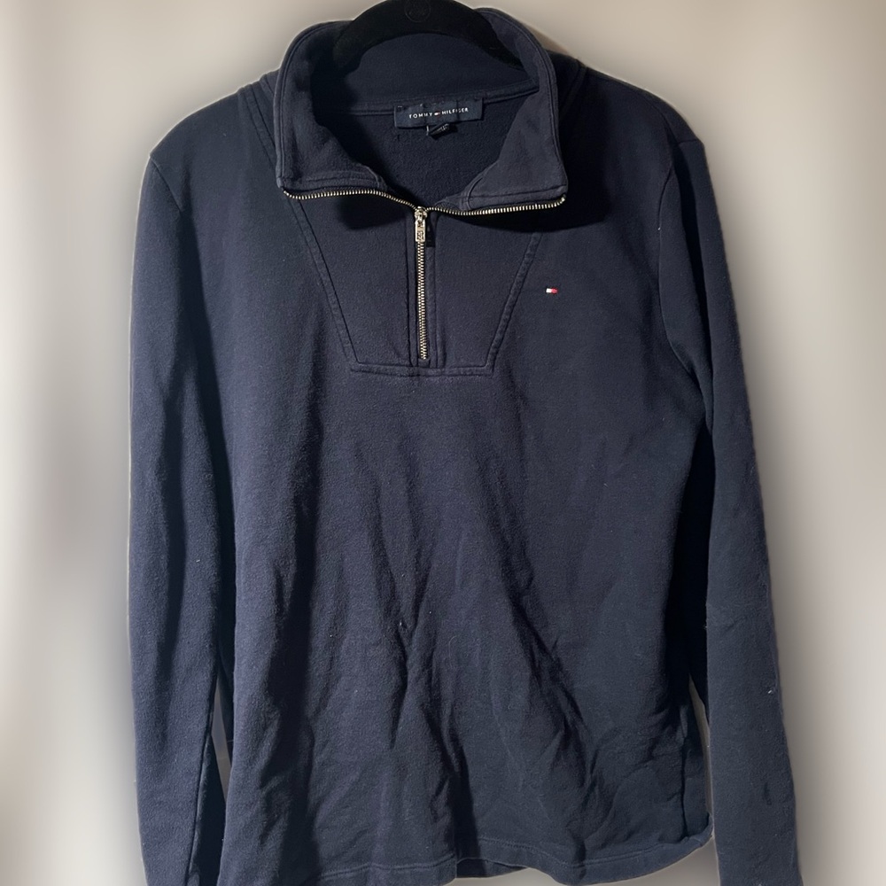 Tommy Hilfiger Navy Half-Zip Pullover with Flag Logo